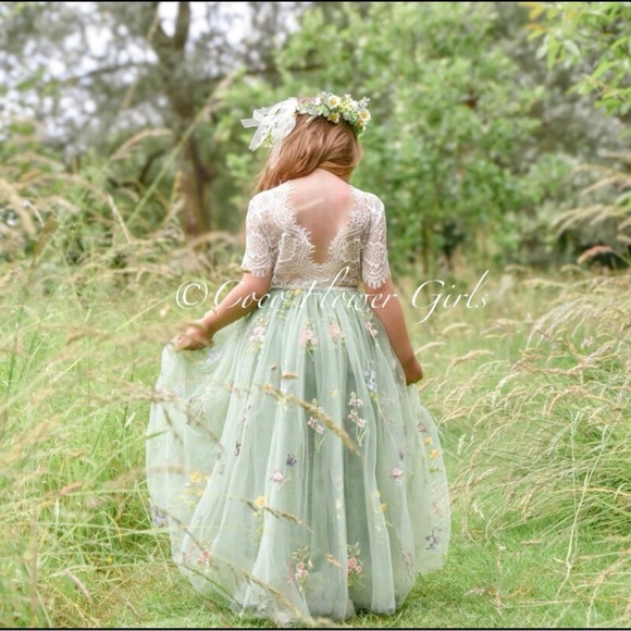 Etsy CocoFlowerGirls Other - Flower Girl Jr Bridesmaid Easter Dress Lace with Embroidery NWT Girl Sz 11-12